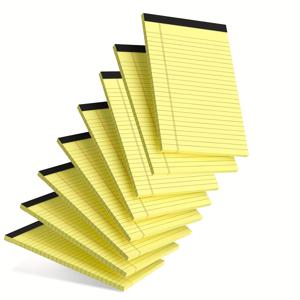 TEMU 8pcs 노란색 법적 패드 5x8 소형 노트 패드 240장 각형 노란색 패드 종이 좁은 규칙 쓰기 패드 80gsm 두꺼운 종이 대학 규칙 법적 노트 패드 학생, 사무실, 비즈니스용