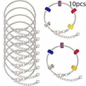 TEMU 10개 구리 팔찌 세트, 길이 7.87인치, 팔찌 제작에 적합, 뱀 장식 확장 체인 포함, 심플한 캐주얼 주얼리 제작에 이상적.
