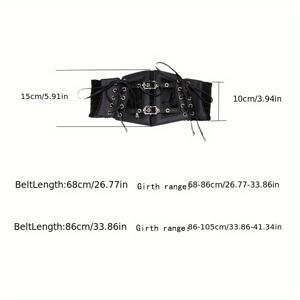 TEMU 빈티지 블랙 레이스 코르셋 웨이스트 벨트: 여성용 PU 가죽, 리본 및 술 장식, 이브닝 이벤트 및 캐주얼 외출에 적합