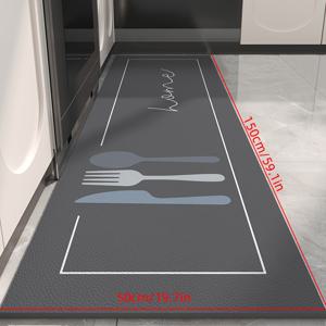 TEMU Meize 브랜드의 심플하고 고급스러운 주방 전용 매트 1개, 인조 가죽 소재로 제작되어 미끄럼 방지 기능이 있으며 긴 발판으로 컵과 그릇이 떨어져서 깨지는 것을 방지할 수 있습니다. 현관문, 복도, 주방 및 세탁실에 적합합니다|발매트