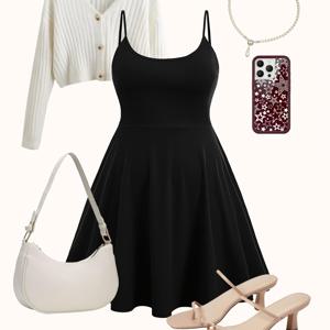 TEMU 플러스 사이즈 - 플러스 사이즈 단색 캐미솔 드레스