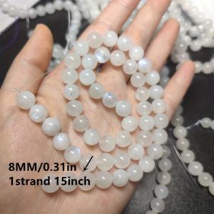 TEMU 1줄 천연 문스톤 비즈 6mm & 8mm 대형/소형 라운드 보석 - DIY 주얼리 만들기, 팔찌, 목걸이, 펜던트용 무지개 빛깔 광택 - 핸드메이드 공예 및 선물용 진품 문스톤 비즈 스트링