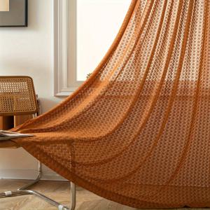 TEMU 빈티지 스타일의 얇은 포켓 커튼. 빛을 필터링하여 거실, 현관, 발코니 및 침실에 적합합니다. 홈 데코이며, 단품으로 판매됩니다.|커튼봉