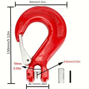 TEMU A Set of Caravise Pulleys (잠금 핀 포함), 레드 호른 체인 후크 특징, 1톤, 2톤, 3톤 하중 용량, 용강 합금 강철 재질.