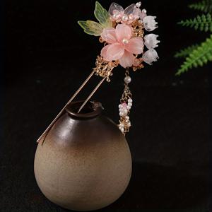 TEMU 새로운 전통 헤어 액세서리: 유리 꽃 머리핀 (태슬 장식 포함), 난초 머리 삽입 장식, 기타 고대 의상 장식품.|아기한복|머리핀|여아한복