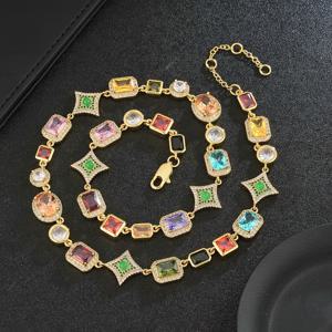 TEMU 아이스드 칙스 글래머러스 10mm 쿼드랭글 합성 지르코니아 목걸이, 4개의 발톱 세팅이 있는 힙합 스타일 체인, 구리 베이스, 45cm+5cm 길이