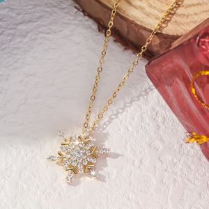 TEMU 엘레강트 스노우플레이크 펜던트 목걸이 1개 - 합성 지르코니아 장식 구리, 여성을 위한 귀여운 데일리 & 휴가 액세서리
