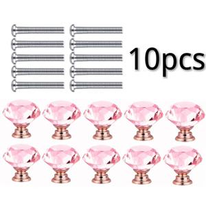 TEMU 투명 핑크 & 골든 로즈 골드 손잡이 10개, 작은 유리 손잡이, 주방 캐비닛, 화장대 및 서랍, 욕실 카운터, 옷장 문, 하드웨어 추가에 적합 - 다양한 색상 및 옵션으로 제공