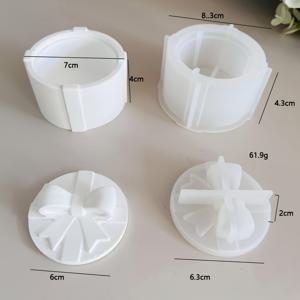 TEMU 실리콘 리본 선물 상자 몰드 키트 - DIY 주얼리 & 캔들 거치대 뚜껑 포함, 라운드 저장용기, 다각형 컨테이너 공예 도구 데이용