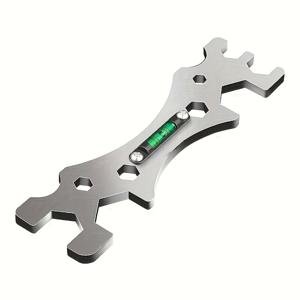 TEMU 1개 다기능 샤워 렌치, 304 스테인리스 스틸, 육각 렌치, 수준 표시기가 있는 욕실 스패너, 내구성 있는 그립, 조립 필요 없음, 녹 방지, 광택 마감