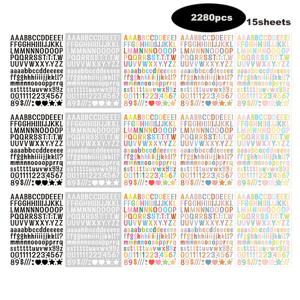 TEMU 2280개/세트 0.5인치 방수 알파벳 스티커, 폴리염화비닐, 다양한 색상, 장식 글자 및 숫자 스티커 스크랩북, 저널링, 공예품