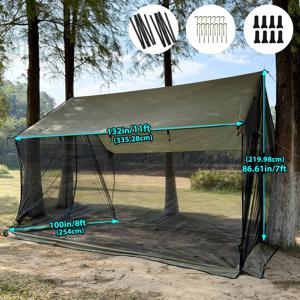 TEMU 캠핑 모기장, 경량 해먹 스크린 하우스용 360도 보호 기능 - 캠핑, 파티오, 뒷마당 및 등산, 배낭여행용 그린