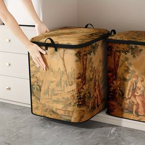 TEMU 1개 대용량 별 패턴 수납 상자, 남녀 공용 프린트 디자인, 담요, 퀼트 및 의류에 적합한 넉넉한 접이식 수납 가방 - 튼튼한 지퍼가 달린 내구성이 뛰어난 부직포 소재