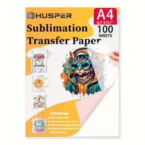 TEMU DIY 티셔츠, 머그컵, 가벼운 천, 퍼즐 및 마우스 패드용 100장의 A4 서브리메이션 전송지, 105gsm, 8.3x11.7인치 - 선명한 디자인을 위한 고품질 열전달 시트, 내구성이 뛰어나고 품질이 우수함, 공예 프로젝트 | 광택 있는 종이 | 매끄러운 질감의 종이|A4용지