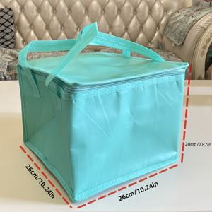 TEMU 1개 케이크 쿨러 백, 블루 베이킹 보온백 - 비닐 포장 외부와 알루미늄 안감 내부, 지퍼형 핸드헬드 상업용 3kg 이하 가벼운 아이템(케이크, 해산물 등) 보관 가능, 야외 여행 필수품, 소형 사이즈 도시락/점심통에 적합|얼음주머니