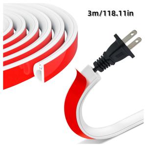 TEMU 화이트 케이블 슬롯 2미터/3미터, 14x10mm 케이블 커버 반원형 측면 개방형 자체 접착 테이프 케이블, 소프트 와이어 커버 보호 케이블 슬롯, 1개의 전선을 숨길 수 있음, 홈 오피스 벽 바닥 TV용