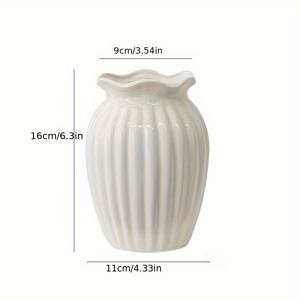 TEMU 패턴이 있는 북유럽식 화이트 세라믹 꽃병 - 신선하고 말린 꽃을 위한 원통형 장식용 꽃병, 거실, 책상, 사무실을 위한 홈 데코 - 내구성 있고 쉽게 청소할 수 있는 세라믹 디자인