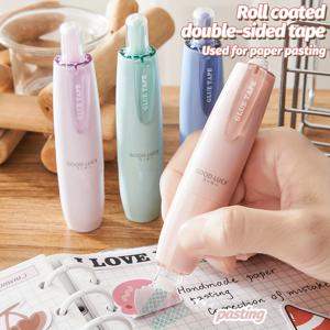 TEMU 1개 양면 접착 테이프 디스펜서 롤러 - 강력한 고정력, 잔여물 없는 접착제, 플라스틱 코팅 롤, 스크랩북, 공예, 사진 안전 접착, 매끄럽고 깔끔한 적용 (핑크/퍼플) - 쉬운 사용