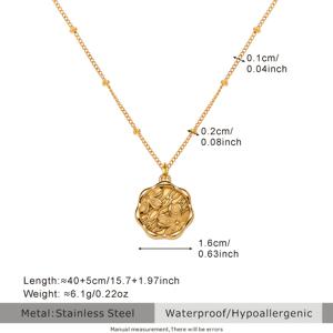 TEMU 18K 금도금 플로럴 목걸이 - 3D 매화 펜던트, 중국풍 비즈 체인 여성용 주얼리, 스테인리스 스틸, 발렌타인데이 & 어머니날 선물, 결혼식·파티·소셜 행사 액세서리, 러스틱 엘레강트 스타일, 정교한 공예