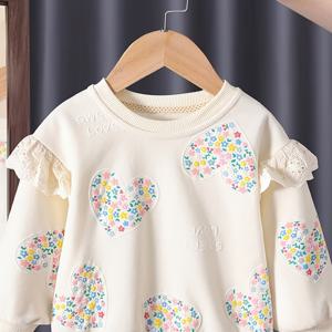 TEMU 2025 봄가을 신상 여아 후드티 한국식 라펠 탑, 스타일리시 베이스셔츠