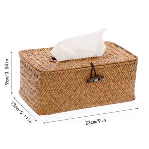 TEMU 덮개가 있는 직조 스토리지 바구니 - 거실 장식용 티슈 박스 선반, 직사각형 천 화장품 및 액세서리 보관함, 욕실 휴지 커버에 적합한 직조 종이 타월 받침대 장식, 홈 데스크 용품