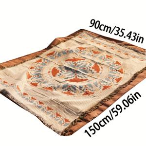 TEMU 북유럽 스타일 양면 소파 담요 1개 - 사계절 야외 캠핑 매트, 해변 및 파티오 던지기용 태슬이 달린, 기계 세탁 가능한 기하학 패턴 휴일 장식(할로윈, 크리스마스, 추수감사절)용 질감 있는 자카드 직물 피크닉 담요