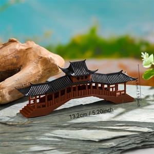 TEMU 빈티지 스타일 미니 중국 건축물 - 수집용 아시안 파빌리온 데스크탑 장식품, 아버지의 날 선물로 완벽, 어쿠어리엄 및 유리 상판용, 플라스틱 소재, 꽃 테마, 전원 필요 없음, 18세 이상