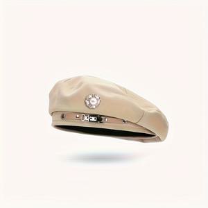 TEMU 여성용 빈티지 영국식 베레모 모자 & 버클 장식 - 댄스 파티 및 영화 테마, 봄 여름 가을 캐주얼 여행 액세서리, 이벤트 헤드웨어, 비탄력 머리장식|여름모자