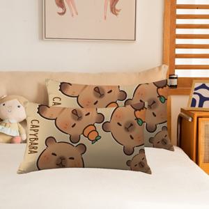 TEMU 귀여운 카피바라 테마 베개 커버 2개 세트, 거실 소파의 긴 베개에 적합한 홈 . 탈착식 및 세탁 가능한 지퍼 디자인 (베개 속통 미포함).
