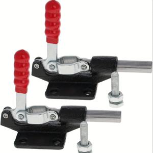 TEMU 목공 및 용접용 2개 세트 헤비듀티 조절 가능한 푸시-풀 토글 클램프, 500파운드 지지력, 녹 방지 아연 도금 스틸, 인체공학적 레드 그립 핸들, 블랙 메탈 바디, 징크스 및 조립 작업에 이상적인, 부식 방지 강철