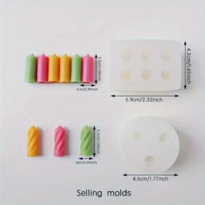 TEMU 3D 미니 캔들 실리콘 몰드 2개, 에폭시 레진 몰드 - 공예용, 분리 및 세척 용이, 재사용 가능, 투명한 질감 디자인.