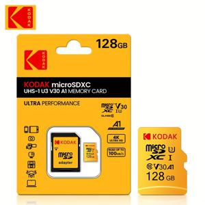 TEMU Kodak 고속 U3 TF32G 64G 128G 256G UHS-I는 뛰어난 가성비를 제공합니다. UHS-II는 4K/120Fps 고속 TF 스토리지에 더 적합하며 스마트폰, 카메라 스토리지, 액션 카메라, 차량 오디오 등에 사용됩니다.