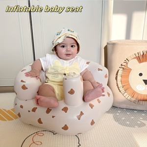 TEMU 1개 내장형 에어 펌프가 있는 인플레이터블 의자 - 빠른 자동 펌프, 부드러운 파스텔 컬러 (베이지/화이트/그레이/브라운), 쿠션 시트 & 등받이 포함 휴대용 바닥 의자 - 실내/야외, 여행, 생일 파티에 이상적 - 간편한 보관 - 3-36개월 아기와 호환 - 가볍고 튼튼한 디자인