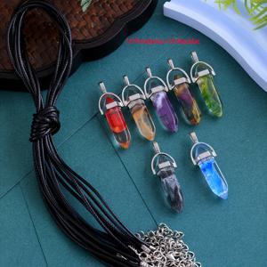 TEMU 합계 20개 육각형 컬러 펜던트 목걸이, 차크라 스톤 불릿 모양 펜던트 (조절 가능한 블랙 목걸이 체인 및 보관 가방 포함), 목걸이, 귀걸이, 키체인, 주얼리 제작 용품에 적합