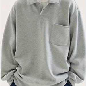 TEMU [30일 1234pcs] 남성용 긴팔 폴로 셔츠, 단색 커플 후드티, 신상 가을/겨울용 헤비 칼라 베이스 레이어 탑|남자셔츠|셔츠|남자옷