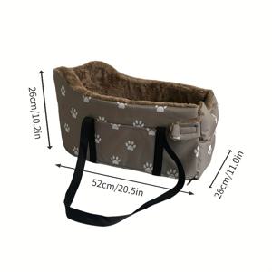 TEMU 블랙 패브릭 강아지 카 - 휴대용 펫 부스터 바스켓, 발자국 디자인, 휴대가 편리한 암레스트 & 헤드레스트, 소형~중형견용, 차량 내부용 여행 캐리어, 펫 카 | 아늑한 펫 부스터 | 패브릭 펫 베드, 강아지 카