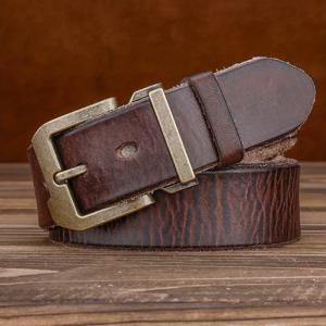 TEMU 남녀 공용 두꺼운 천연 가죽 벨트, 빈티지 스타일의 다용도 디자인, 고급 소가죽 및 데님 소재, 웨스턴 스타일에 완벽, 오래된 구리 버클 장식, 트렌디하고 멋지며 발렌타인데이 선물로 이상적|남자벨트