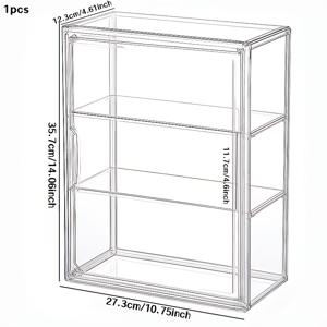 TEMU 멀티 레이어 오픈 수납 박스 - 자석 도어 및 조절 가능한 칸막이 투명 아크릴 디스플레이 캐비닛 - 컬렉터블, 오피스, 홈 데스크탑, 카운터탑, 수평 게임룸용 투명 데스크탑 정리함 - 내구성 있는 가벼운 수납 솔루션, 컬렉터블 디스플레이 케이스, 모던한 미학, 스타일리시한 디자인, 다양한 시나리오에 적합한 오픈 수납 박스