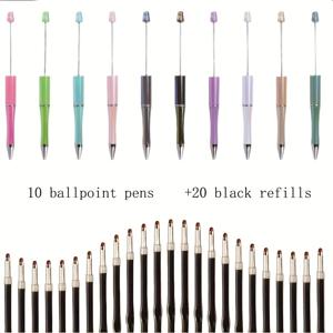 TEMU 30개 비즈 펜 세트 (검은색 잉크), 친구, 선생님, 학교 사무용품, 졸업 시즌 선물로 완벽합니다.