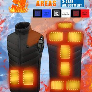 TEMU 남성용 스마트 온열 조끼 (9개 온도 조절 구역) - 온도 조절 가능, 배터리 작동, 지퍼형 민소매 디자인 (야외 활동, 캐주얼 웨어, 일상 사용), 캐주얼 조끼 | 모던 캐주얼 조끼 | 지퍼 조끼