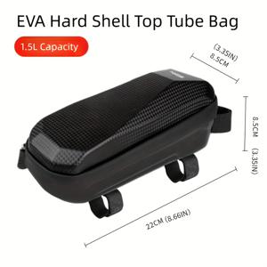 TEMU 1.5L 대용량 자전거 탑 튜브 백 - 튼튼한 EVA 하드 쉘 사이클링 백, 조절 가능한 스트랩, 고품질, 공구 불필요 설치, 넉넉한 공간의 전면 자전거 가방 (산악/로드/어반 커뮤트용) - 스마트폰, 열쇠 호환