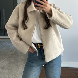 TEMU 봄/가을 신상 여성 패션 코트, 솔리드 컬러 우아한 루즈핏 숏 자켓