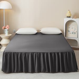 TEMU 1개 모던 침대 스커트 - 탄력 밴드, 매끄러운 질감, 주름 방지 매트리스 보호커버, 싱글/더블 침대용, 세탁기 사용 가능, 우아한 침대커버, 게스트룸용, 현대적인 침구 액세서리 (베개 미포함)