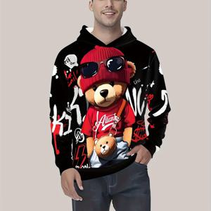 TEMU 남성용 캐주얼 후드티, 3D 레터 프린트, 아웃도어 및 레저 웨어에 적합, 캐주얼 스타일, 편안한 외출에 완벽.