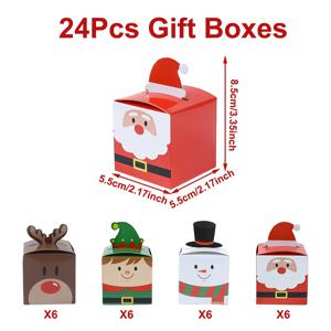 TEMU 24개 크리스마스 선물 상자 (샌타, 눈사람 & 사슴 3D 컷아웃 포함) - 축제 분위기의 파티 장식, Noel Natal Navidad, 크리스마스 간식 상자, 크리스마스 선물 포장지 상자, 새해, 크리스마스 장식, 크리스마스에 최고