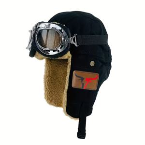 TEMU 남성용 두꺼운 겨울 파일럿 모자, 고글과 호환 - PVC 코팅된 방풍 & 눈보호형 항공 캡 (스키, 스노우보드, , 야외 스포츠) - 플리스 안감 & 가죽처럼한 질감, 내구성 있고 편안함(크리스마스 선물로 적합) - 추위와 비행 수상관심을 가진 사람들에게 완벽한 - 손세탁 또는 드라이 클리닝 - 베이지/탄색/검정