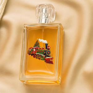 TEMU 크리스마스 기차 향수 - 빨간 기관차, 선물, 트리 디자인 - 여성용 리필 가능한 미니 여행용 유리 향수 케이스, 선생님/동료 선물 추천 (빈 코롱 케이스, 향)
