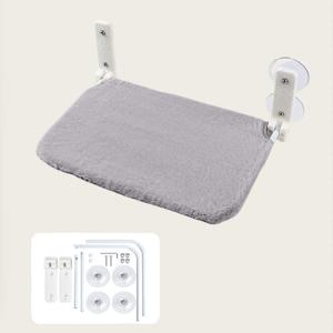 TEMU 겨울 준비 완료 고양이 창문 해먹 - 초소프트 플러시 & 따뜻한 매달린 침대, 아늑한 동굴 디자인, 실내 고양이용 흡착 컵 장착 - 설치 불필요, 발코니/창턱용 퍼치, 추운 날씨 따뜻함 (그레이/화이트)