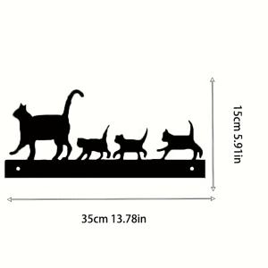 TEMU 금속 고양이 가족 펜던트 - 우아한 산책하는 엄마 고양이 & 4마리 귀여운 새끼 고양이 (철제) 야외/정원 울타리, 발코니 장식 - 전기 필요 없음, 쉬운 설치, 고양이 애호가 선물, 사실적인 새끼 고양이 실루엣