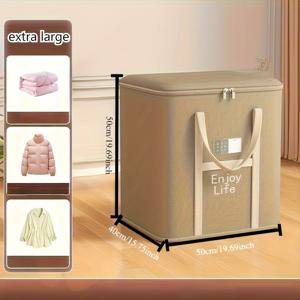 TEMU 2개 세트 헤비듀티 접이식 보관백 - 튼튼한 접이식 손잡이, 대용량 헤비듀티 패브릭 정리함 - 이사, 계절 옷, 침구, 옷장용 - 공간 절약 이사 박스 (담요, 이불, 침대보)